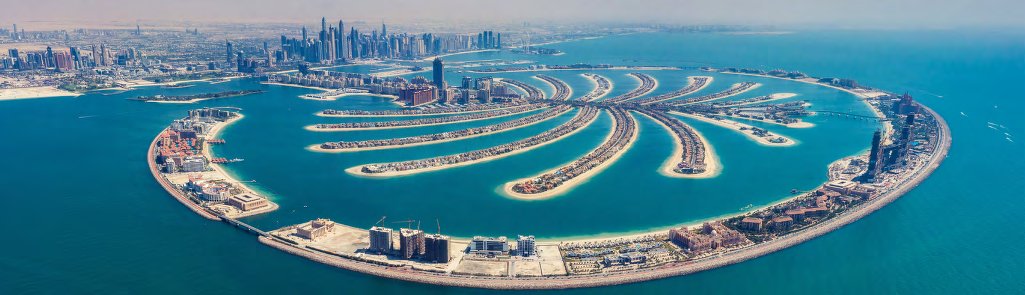 Aerial view of Palm Jumeirah with the project site on the outer crescent