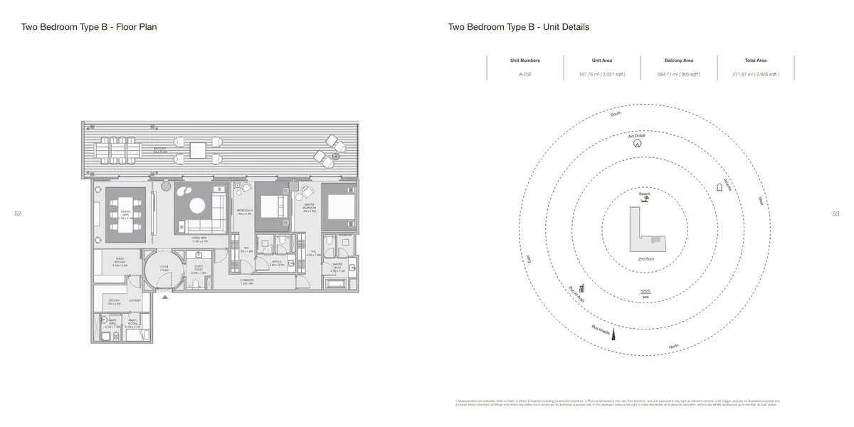 Floor plans: 2 bedrooms, with maid's room and guest bathroom